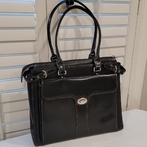 McKlein Sleek Black Leather Briefcase/Laptop Bag